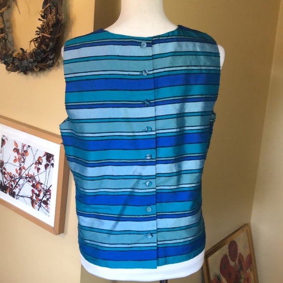 VINTAGE Josephine Chaus Size 12 10 RAW SILK Top+Shell Vivid Textured Stripe NEW - Picture 11 of 16